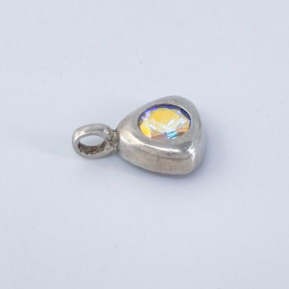 Vintage Sterling Silver 925 Rhinestone Triangle Pendant - Picture 3 of 8
